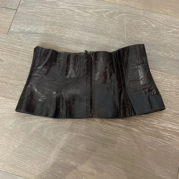Jose Sanchez brown leather corset belt with back zipper - Picture 2 of 3